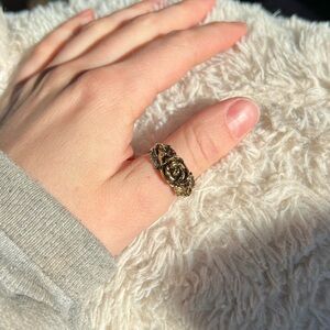 Vtg Gold Rose Ring
